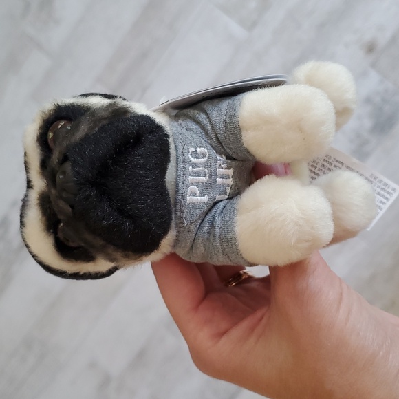 New Doug The Pug Black Pizza Hat Gray Pug Life Hat Dog Plush Toy - Picture 3 of 6